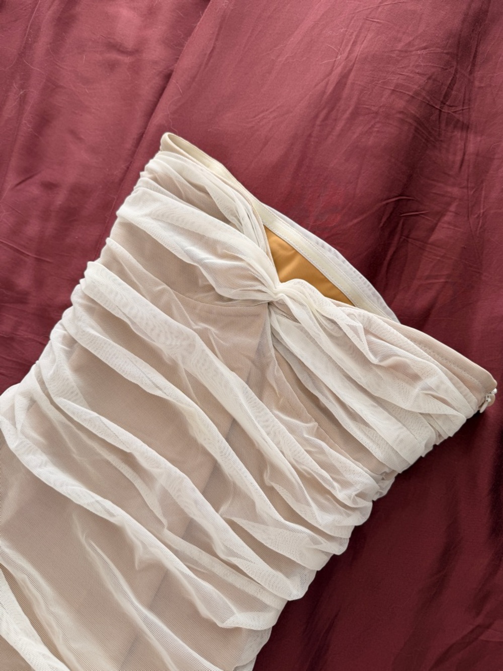 Norma Kamali Ivory Sheer Ruched Bandeau Slip - Picture 3 of 6